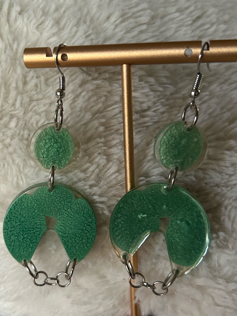 & Other Stories Green Resin Double Drop Earrings